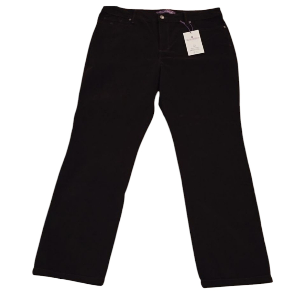 GLORIA VANDERBILT WOMEN'S PLUS  AMANDA SLIMMING PANEL BROWN CORDOROY PANTS 16S